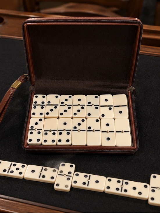 Other - Classic Cream Portable Domino Set in Brown Case